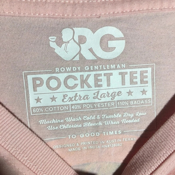 Mens Rowdy Gentleman Pocket Tee Shirt Pink Tourist Vacation Parrot Tropical - Picture 3 of 5